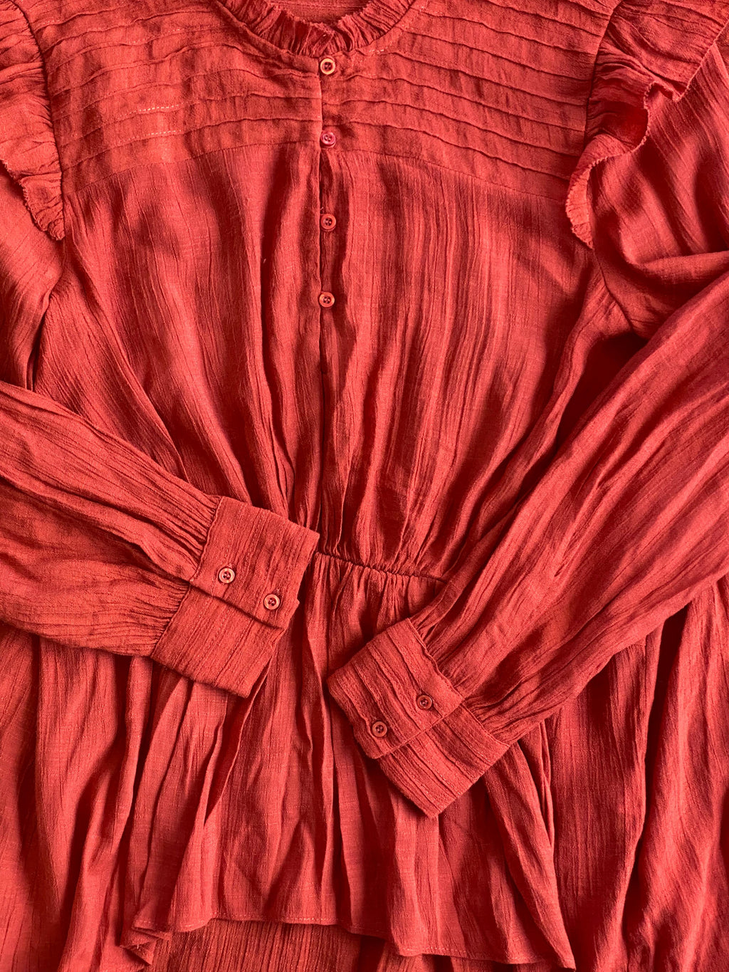 Zara Rust Ruffle Detail Blouse