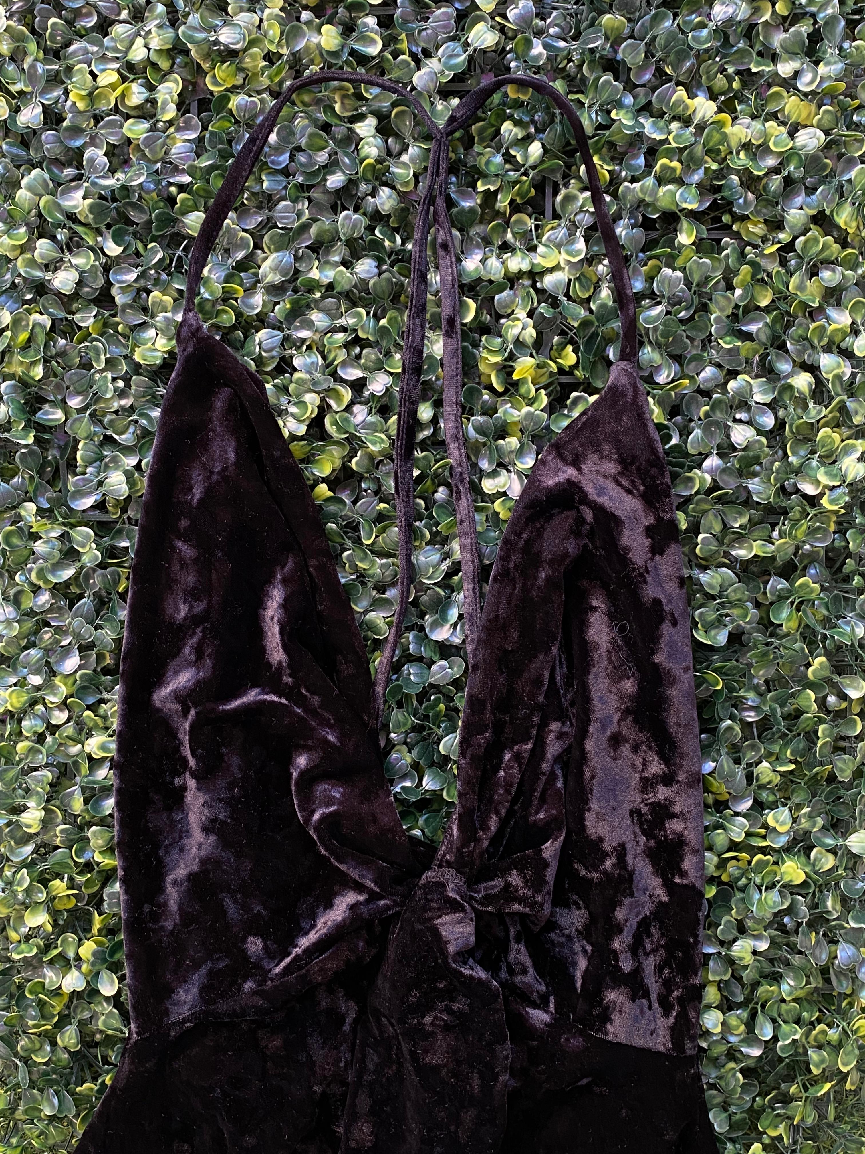 Zara Black Velvet Plunge Mini Dress