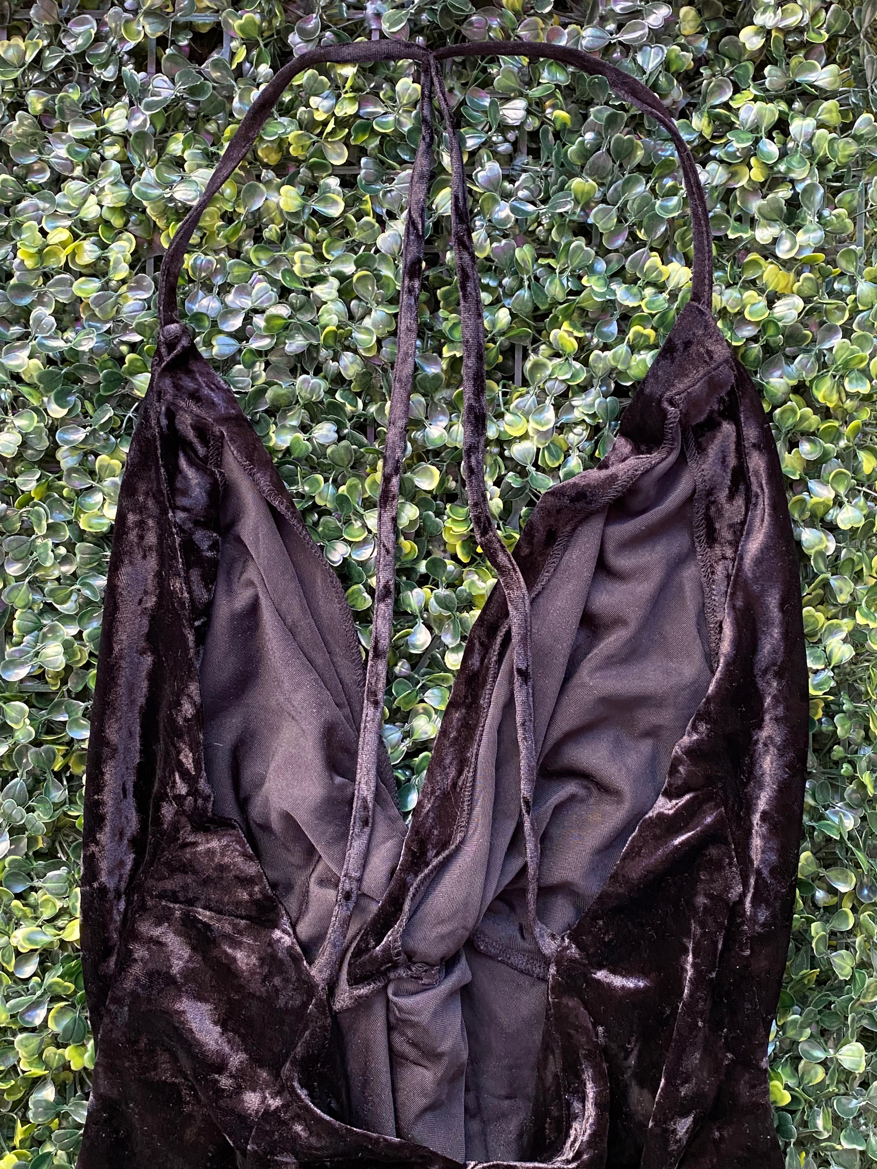 Zara Black Velvet Plunge Mini Dress