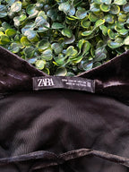 Zara Black Velvet Plunge Mini Dress