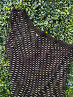 Black Rhinestone Mesh One-Shoulder Maxi Dress