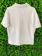 Zara Cream Ribbed Polo Top