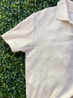 Zara Cream Ribbed Polo Top