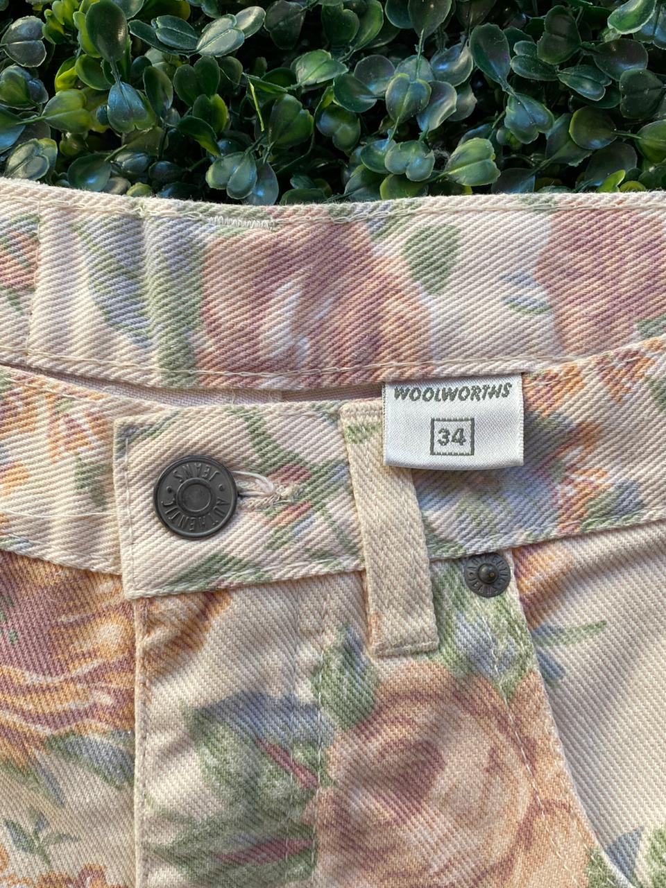 Vintage Woolworths Floral Denim Shorts