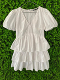 Zara White Tiered Mini Dress