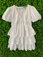 Zara White Tiered Mini Dress