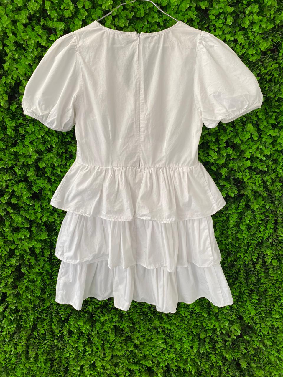 Zara White Tiered Mini Dress