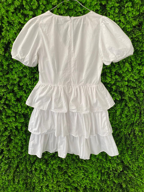 Zara White Tiered Mini Dress