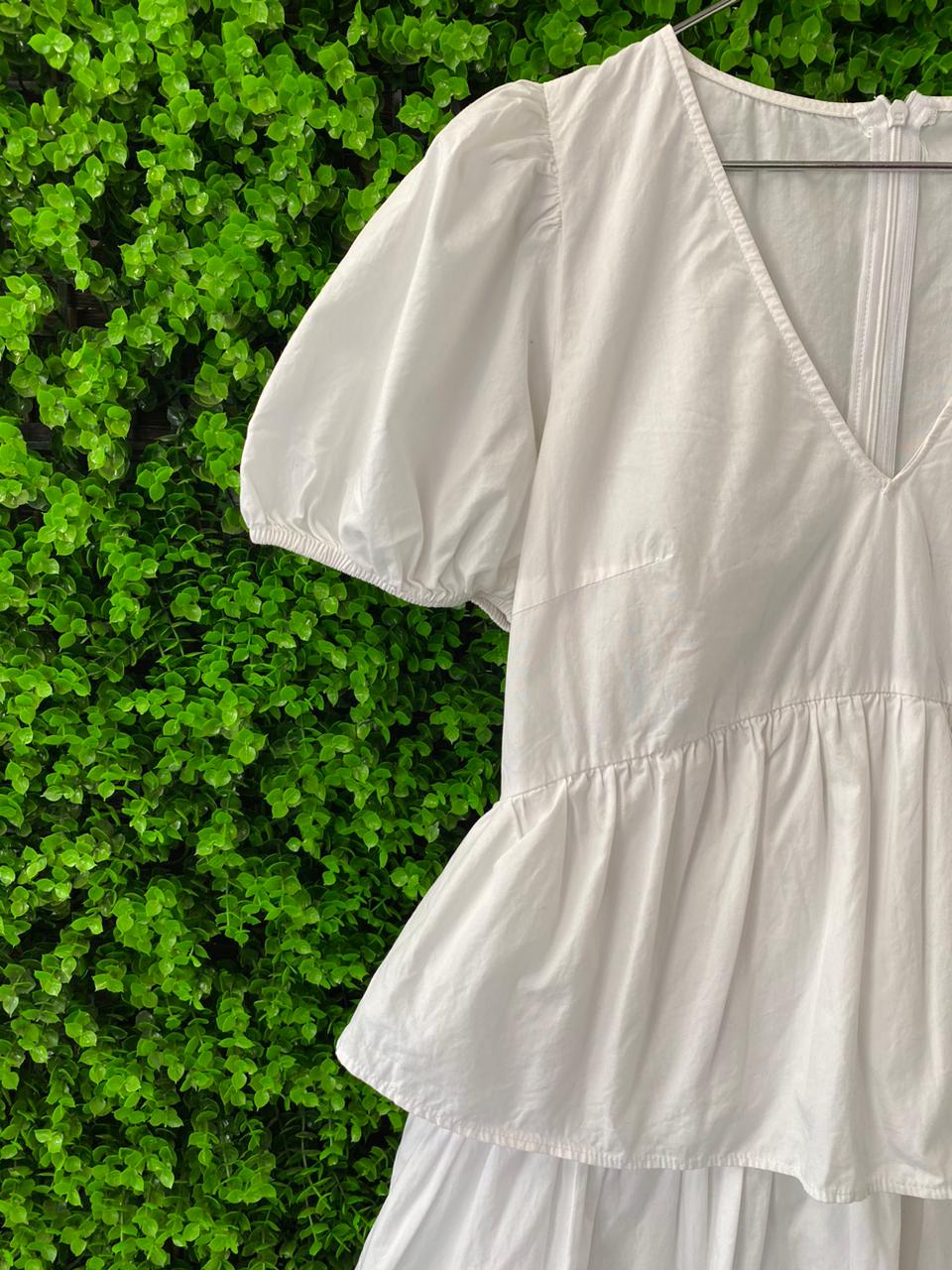 Zara White Tiered Mini Dress