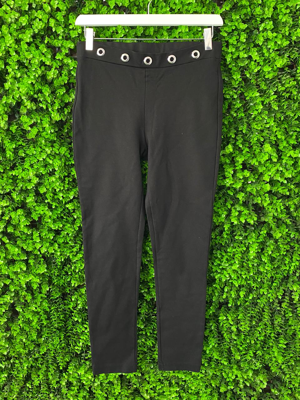 Zara Basic Black Eyelet Waist Pants