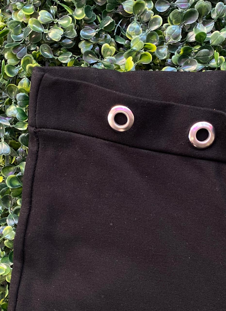 Zara Basic Black Eyelet Waist Pants