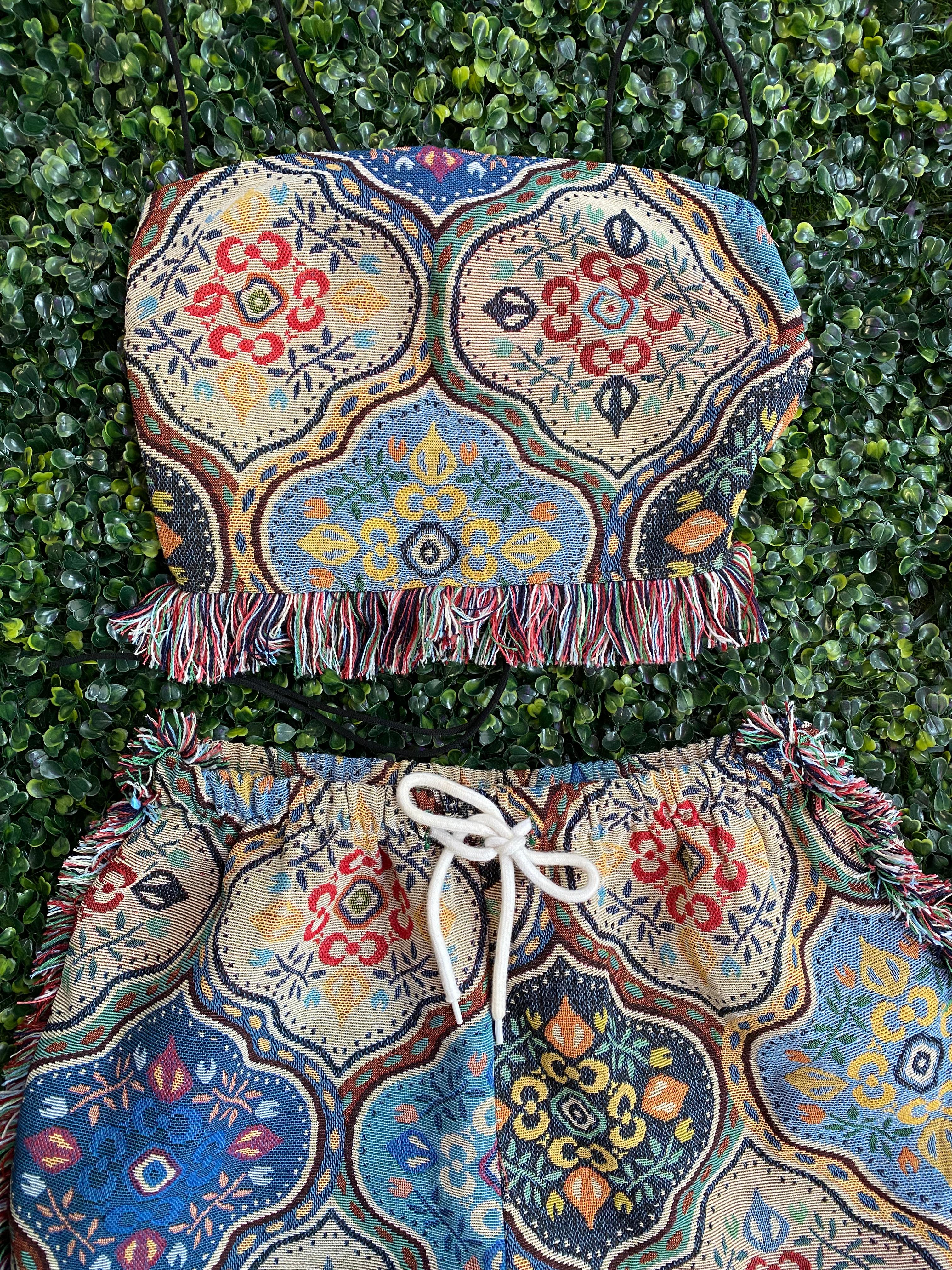 Tapestry Print Two-Piece Set