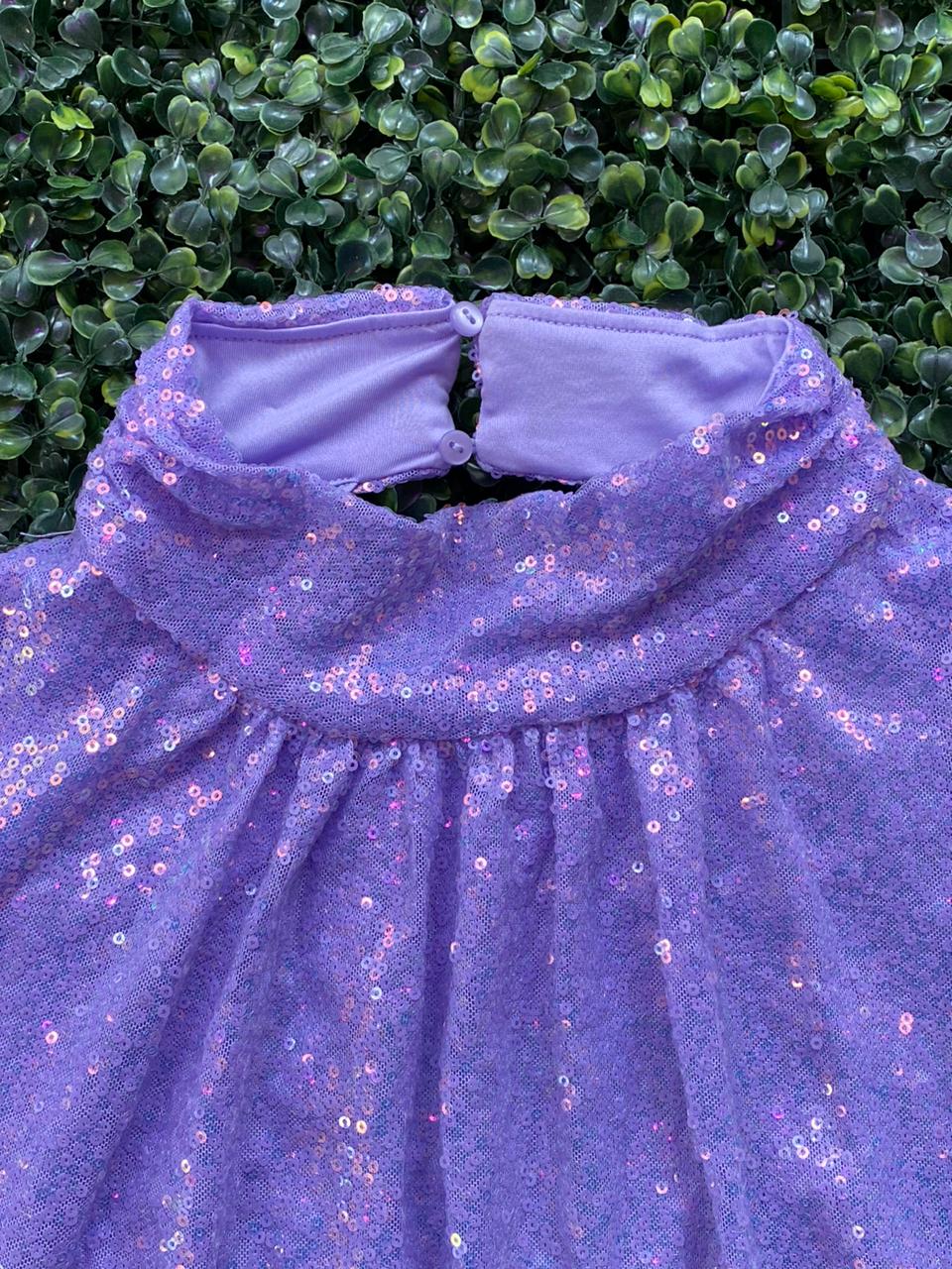H&M Lilac Sequin Open-Back Dress