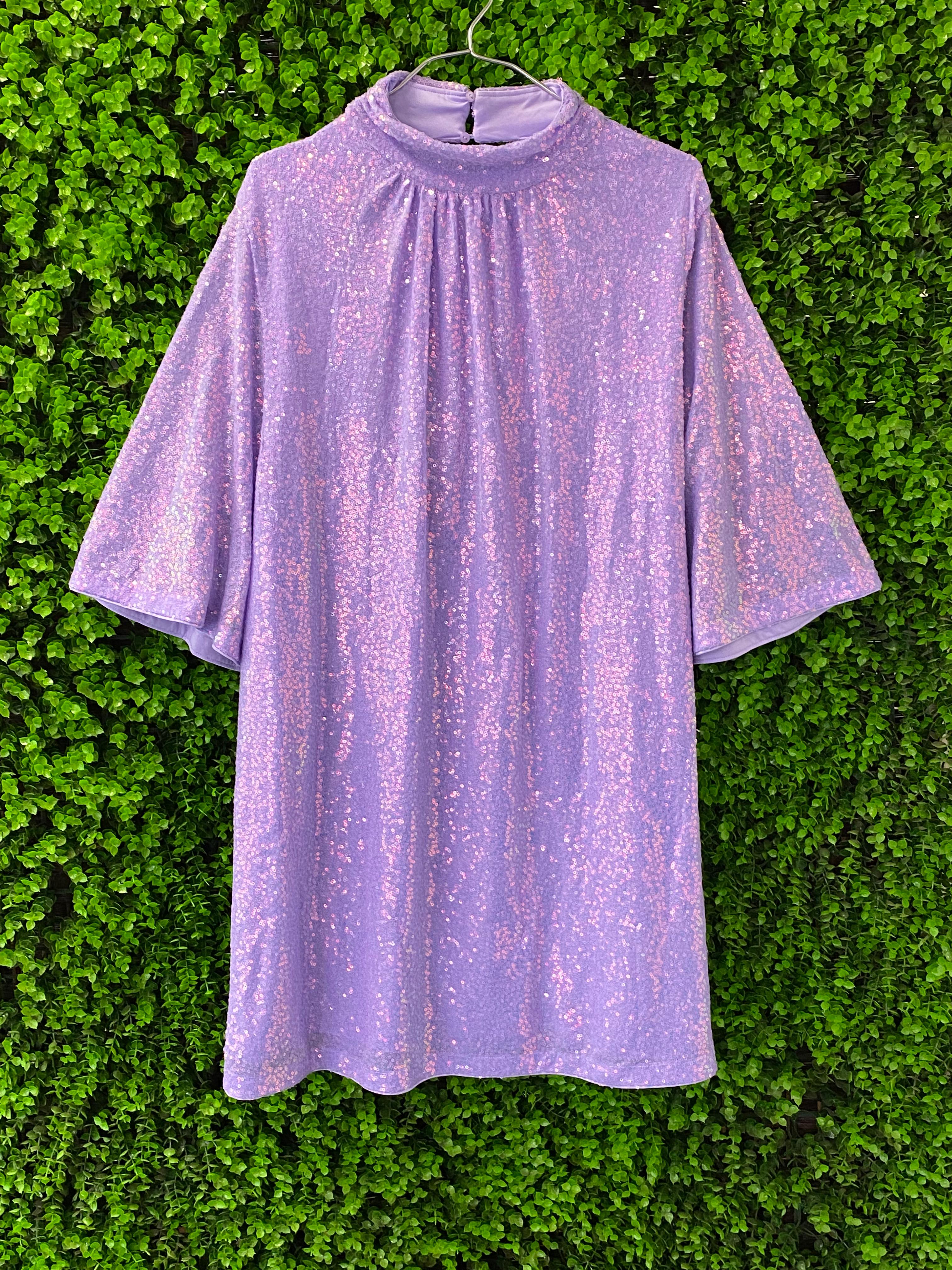 H&M Lilac Sequin Open-Back Dress
