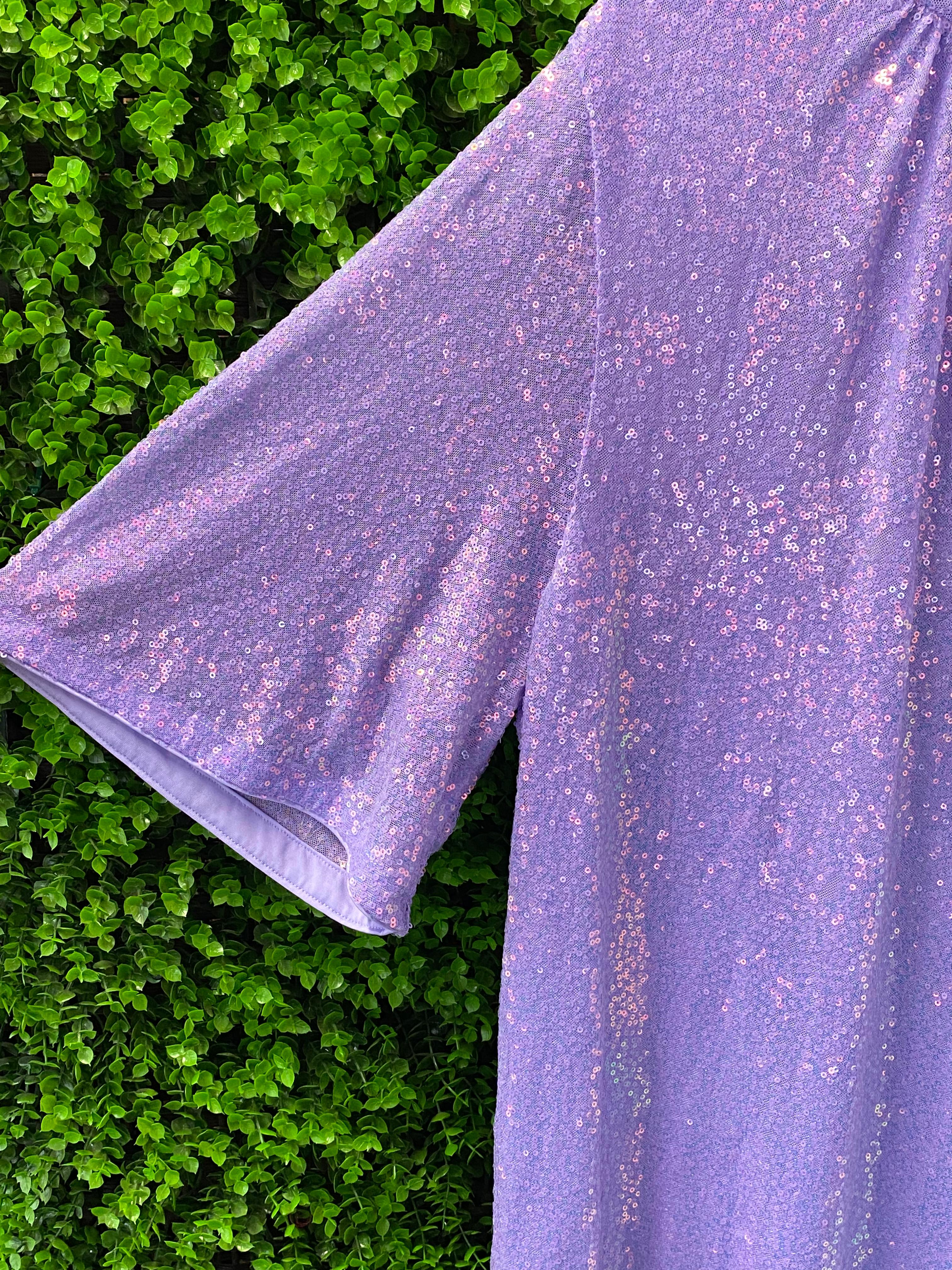H&M Lilac Sequin Open-Back Dress