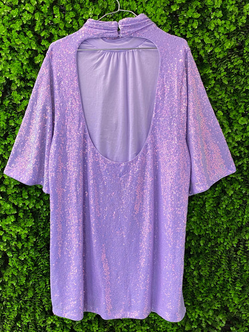 H&M Lilac Sequin Open-Back Dress