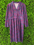 Vintage Paisley Button-Up Midi Dress