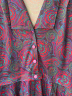 Vintage Paisley Button-Up Midi Dress