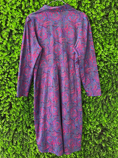 Vintage Paisley Button-Up Midi Dress