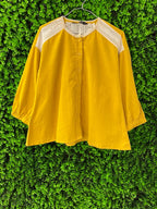 Zara Mustard Yellow Crochet Detail Blouse