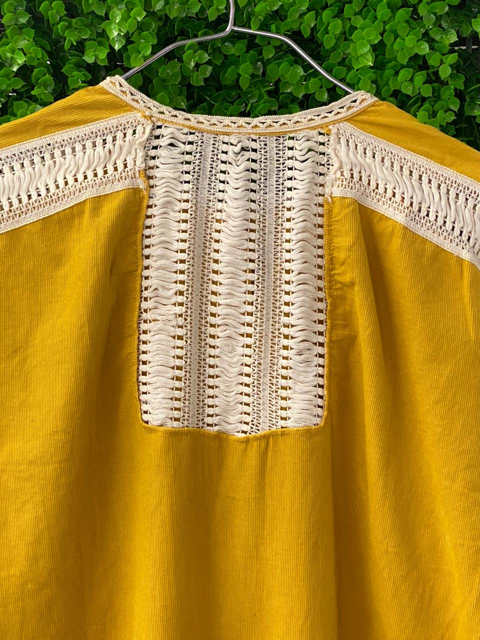 Zara Mustard Yellow Crochet Detail Blouse