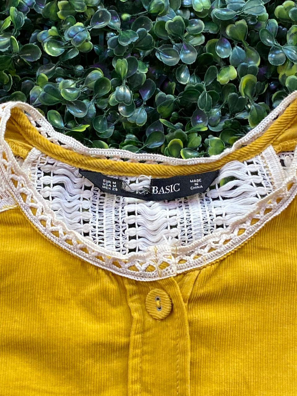 Zara Mustard Yellow Crochet Detail Blouse