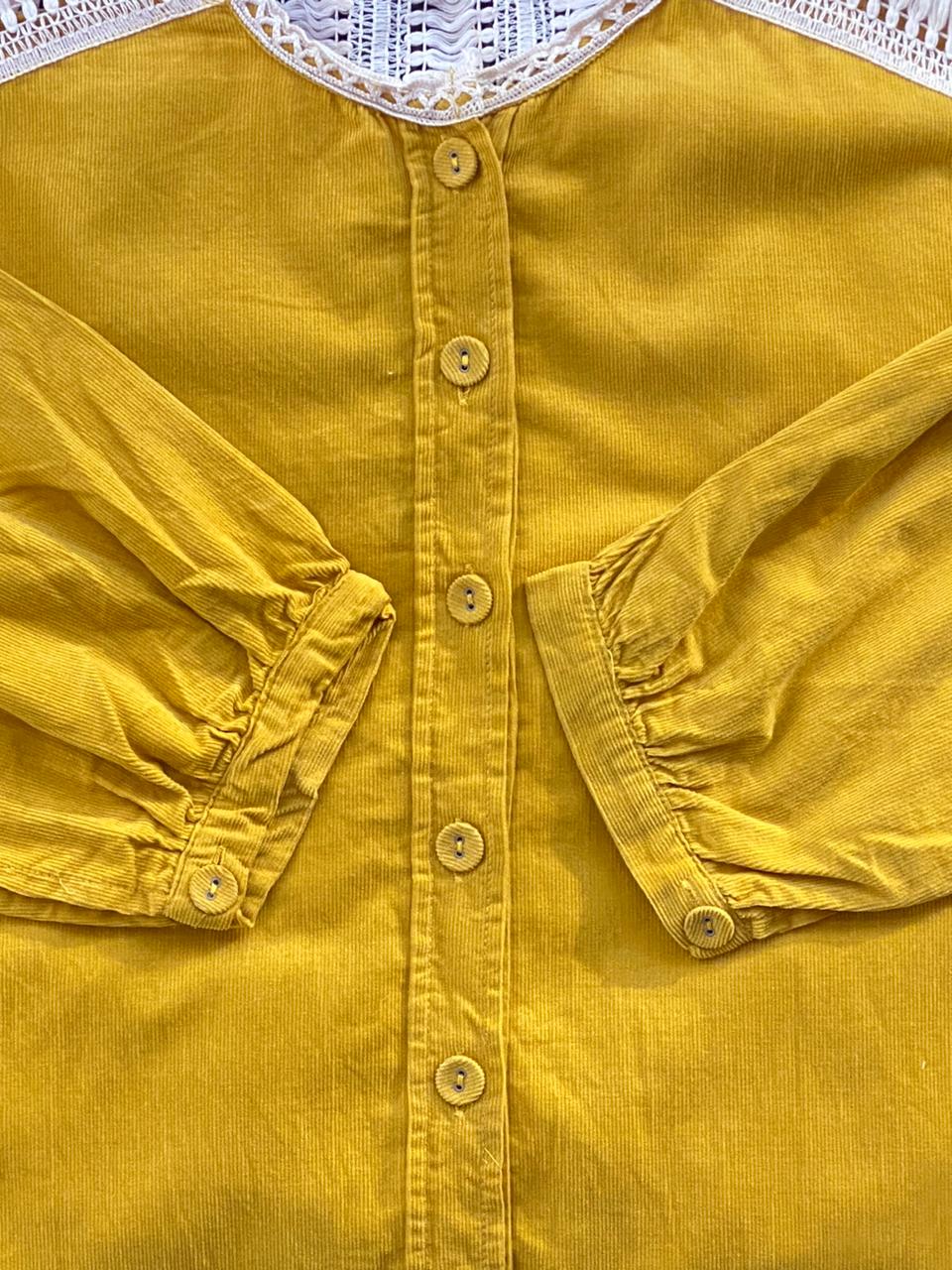Zara Mustard Yellow Crochet Detail Blouse