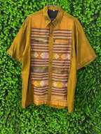 Mustard Gold Patterned Button-Up Shirt