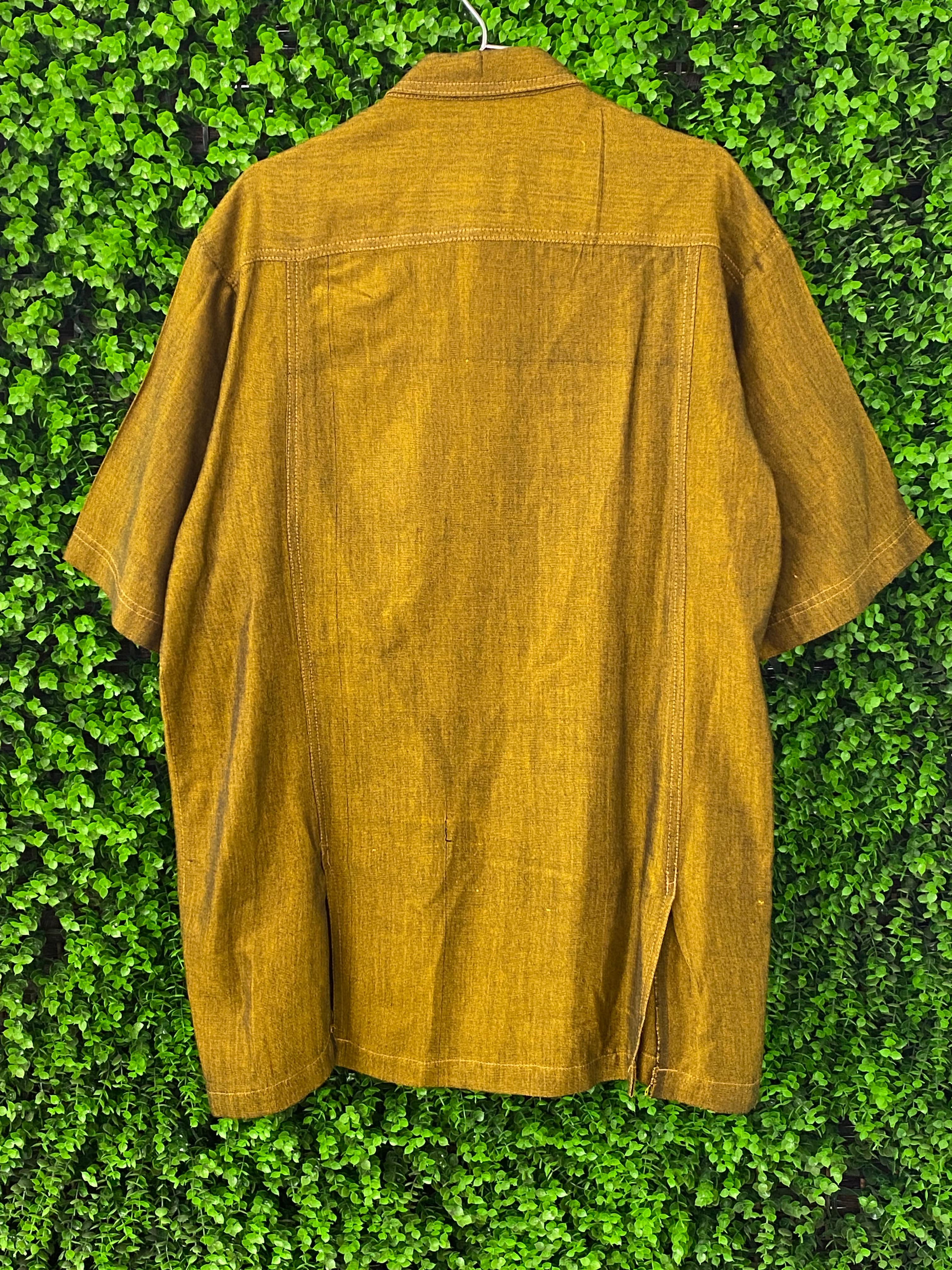 Mustard Gold Patterned Button-Up Shirt