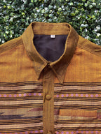 Mustard Gold Patterned Button-Up Shirt