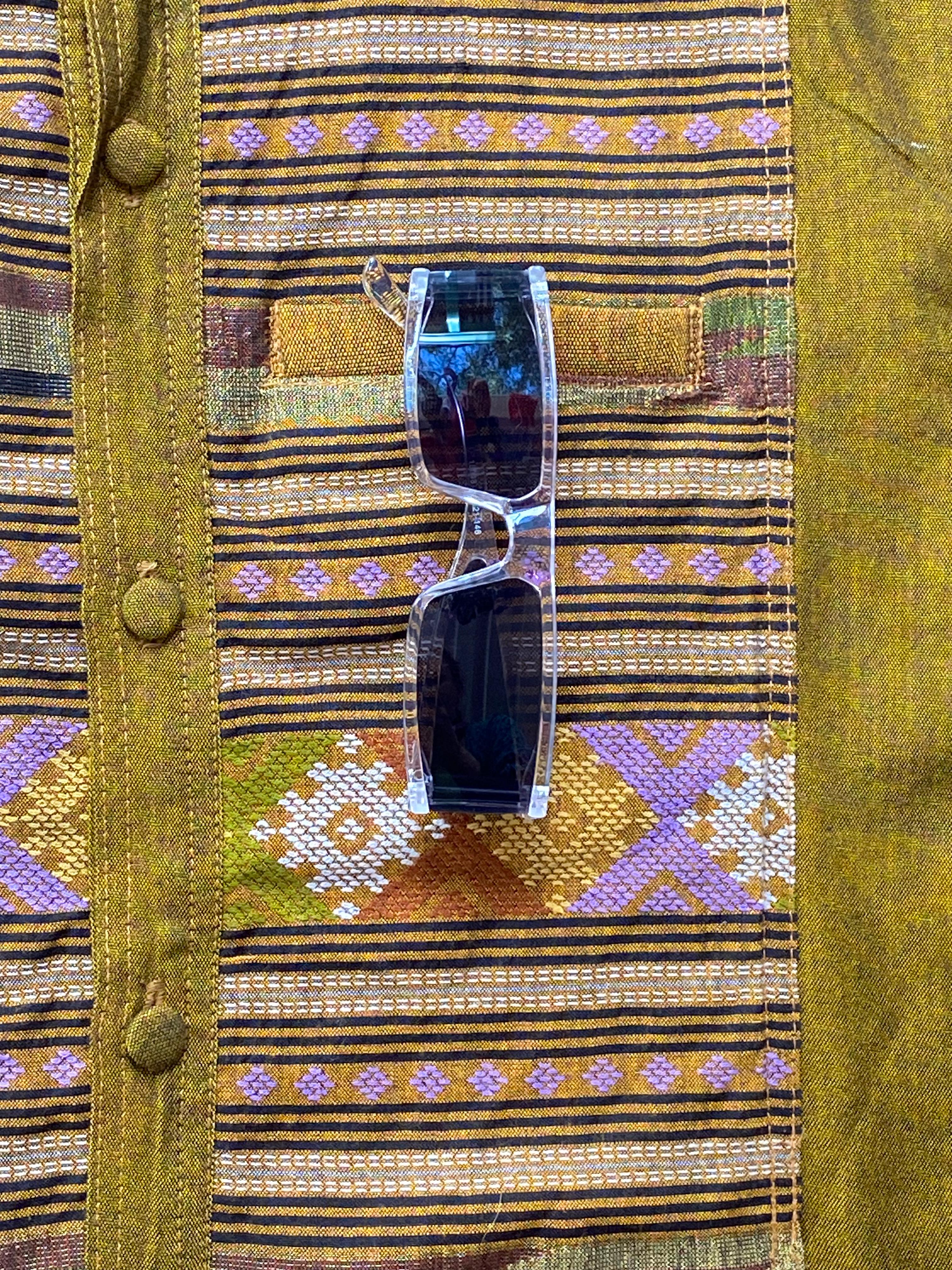 Mustard Gold Patterned Button-Up Shirt