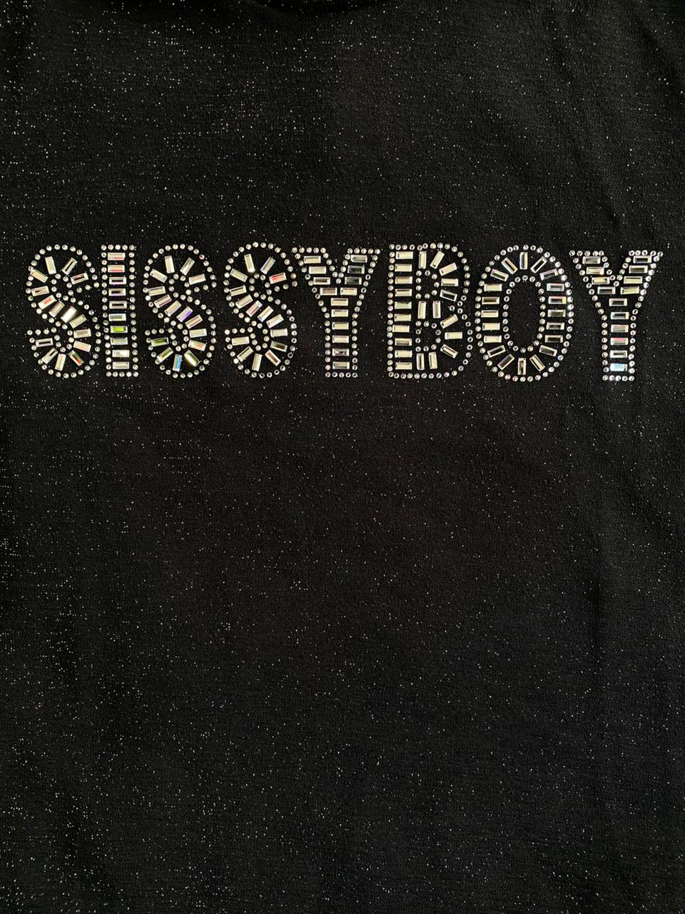 Sissy Boy Black Sparkle Diamanté Logo Top