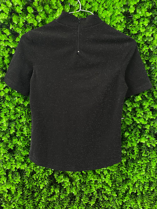 Sissy Boy Black Sparkle Diamanté Logo Top