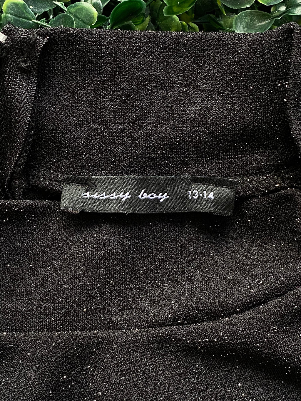 Sissy Boy Black Sparkle Diamanté Logo Top