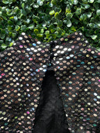 Black Sequin Open-Back Crop Top