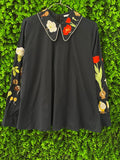 Vivetta Black Botanical Embroidered Blouse