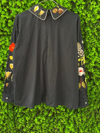 Vivetta Black Botanical Embroidered Blouse