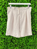 Jenni Button Linen-Cotton Pleated Shorts with Pockets
