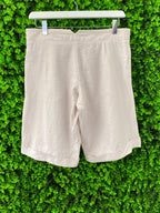 Jenni Button Linen-Cotton Pleated Shorts with Pockets