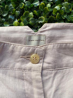 Jenni Button Linen-Cotton Pleated Shorts with Pockets