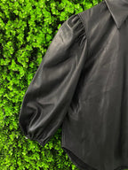 Zara Black Faux Leather Puff Sleeve Shacket