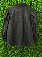 Zara Black Faux Leather Puff Sleeve Shacket