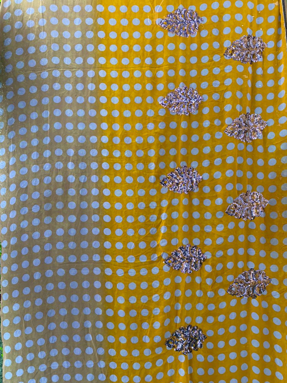 Mustard Polka Dot Sequin Sari