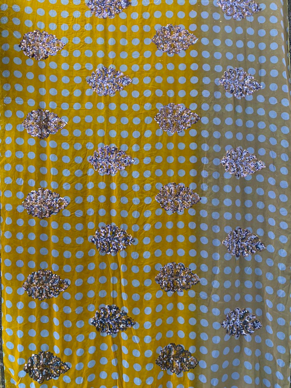 Mustard Polka Dot Sequin Sari