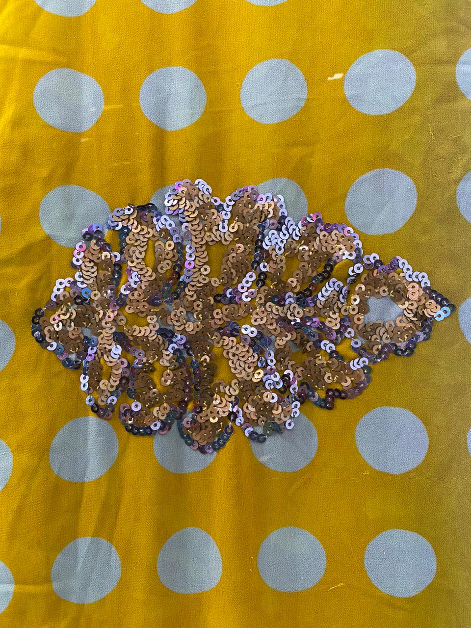 Mustard Polka Dot Sequin Sari