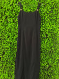 Black Button-Strap Maxi Dress