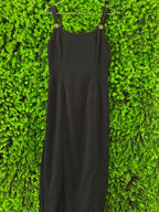 Black Button-Strap Maxi Dress