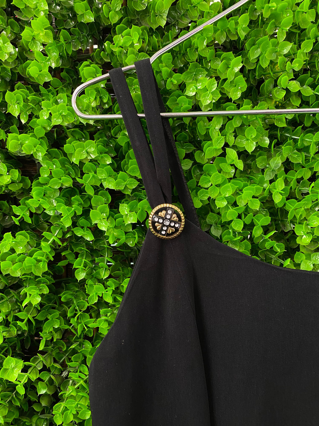 Black Button-Strap Maxi Dress