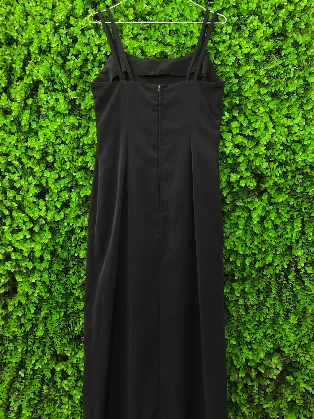 Black Button-Strap Maxi Dress