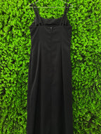 Black Button-Strap Maxi Dress